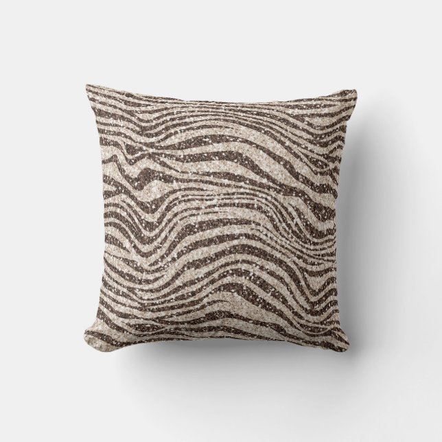 Coussin Chocolat Brown crème Blush Zebra Parties scintilla (Recto)
