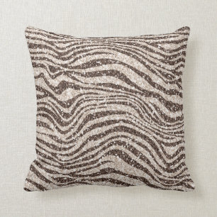 Coussin Chocolat Brown crème Blush Zebra Parties scintilla