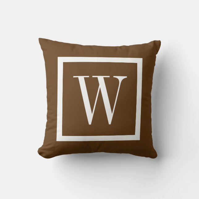 Coussin Chocolat Brown et blanc Preppy Carré Monogramme (Recto)