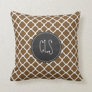 Coussin Chocolat Brown Quatrefoil; tableau de bord Vintage