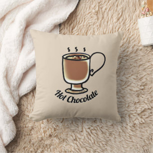 Coussin Chocolat Chaud Beige Chic et Chaud Bar à Café