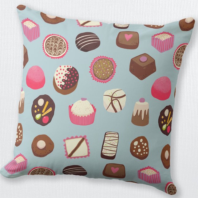 Coussin Chocolat confiserie (Chocolates and candies throw pillow)