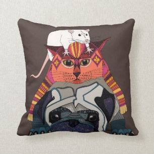 Coussin chocolat de carlin de chat de souris