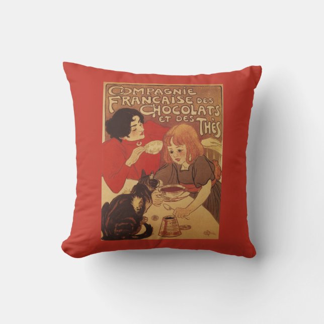 Coussin Chocolat et mère et fille du thé Co (Recto)