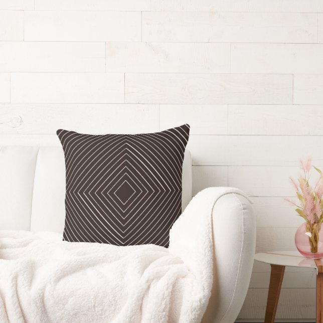 Coussin chocolat foncé brun Carrés blancs imbriqués Tribal (Canapé)