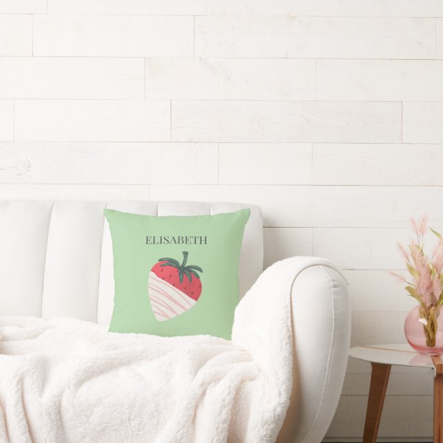 Coussin Chocolat fraise couverte Personnaliser le nom (Canapé)