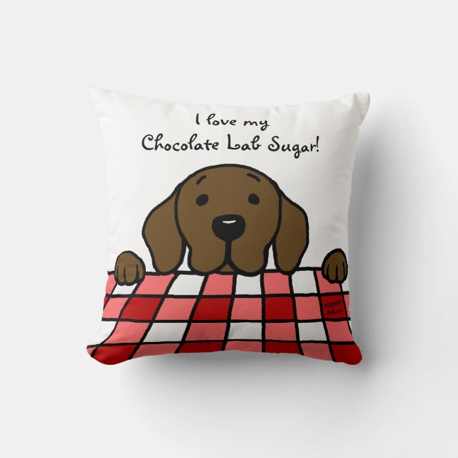 Coussin Chocolat Labrador vous observant cuisine (Recto)