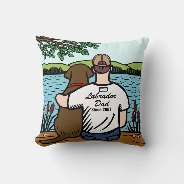 Coussin Chocolat personnalisé Labrador et papa 2 (Recto)