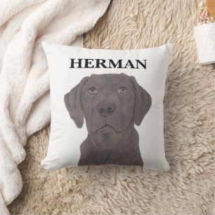 Coussin Chocolat réversible personnalisé Labrador