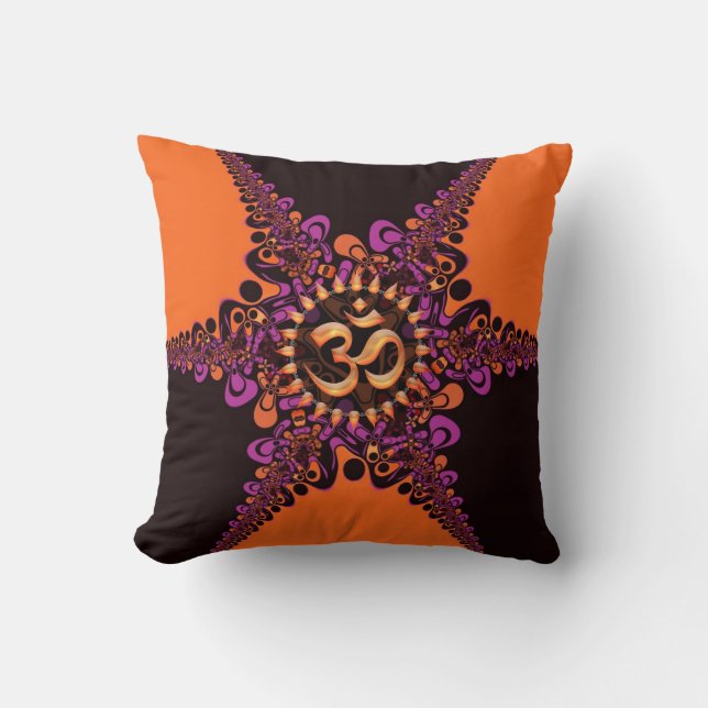 Coussin Chocolat sombre funky rose orange OM (Recto)