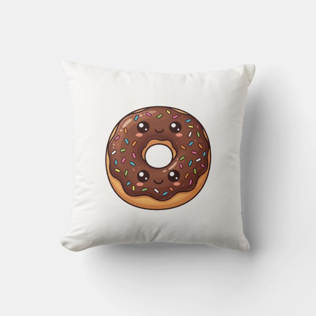 Coussin Chocolate Sprinkle Donut Kawaii Cushion Pillow (Recto)