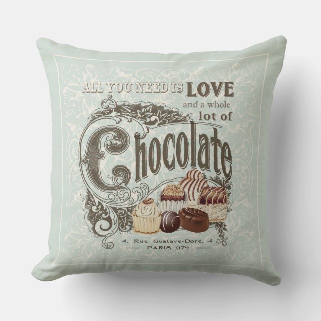 Coussin chocolats français vintages modernes (Recto)