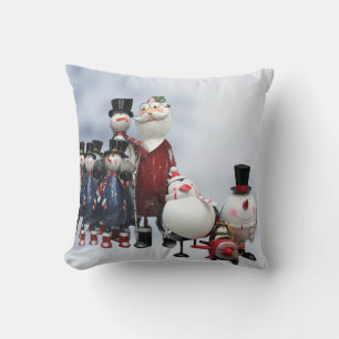 Coussin Choeur Tin de Noël, avec Père Noël, Snowman, Pingo