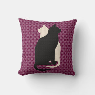 Coussin Choisir Couleur Noir Blanc Chat Duo Yin Yang Style