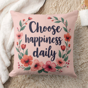 Coussin Choisissez Happiness Daily Floral Wreath Art