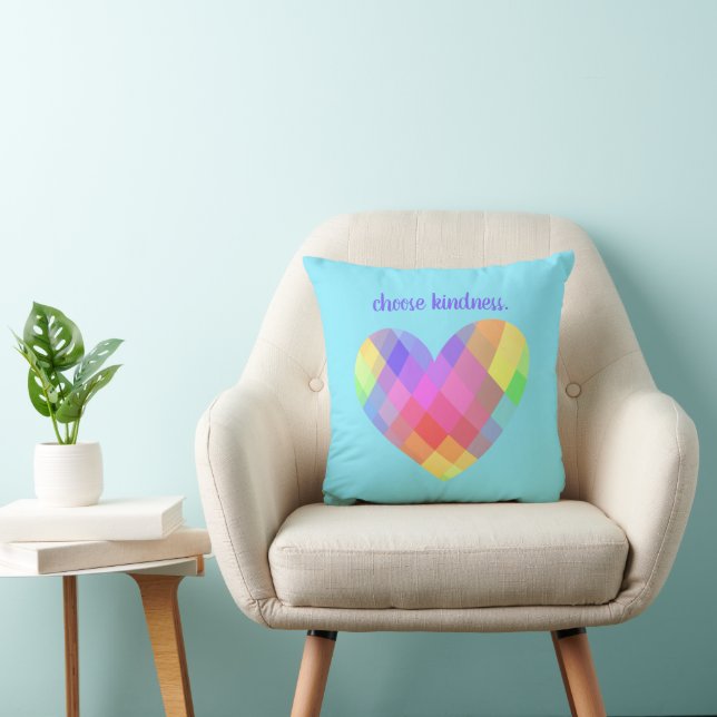 Coussin Choisissez Kindness. Coeur arc-en-ciel (Chaise)