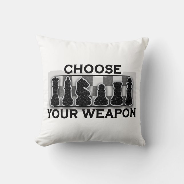 Coussin Choisissez votre jeu d'échec d'arme (Recto)