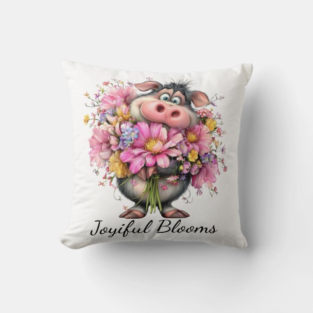 Coussin Choose Joy Floral Pig Throw Pillow (Recto)