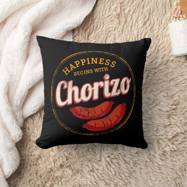 Coussin Chorizo Retro Saucisson Vintage barbecue gastronom (Couverture)