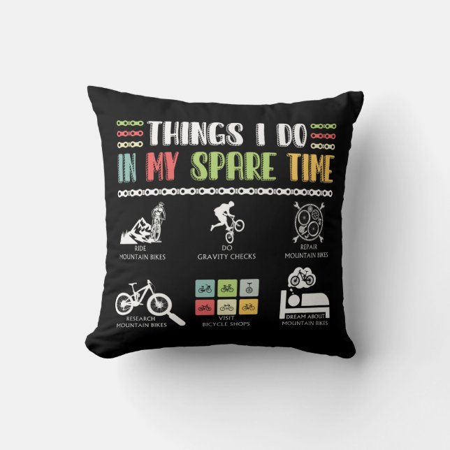 Coussin Choses que je fais pendant mon temps libre - MTB V (Recto)