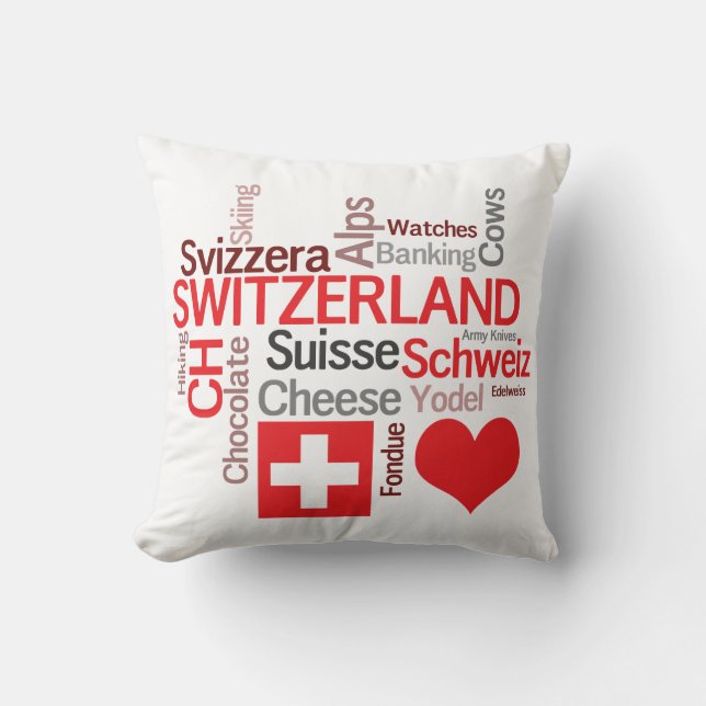 Coussin Choses suisses préférées - amour Suisse d'I (Recto)