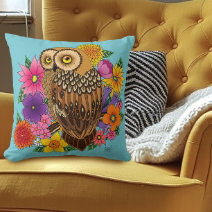 Coussin Chouette à fleurs