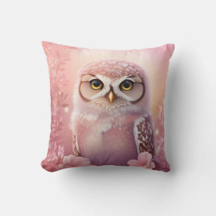 Coussin Chouette à terrière rose
