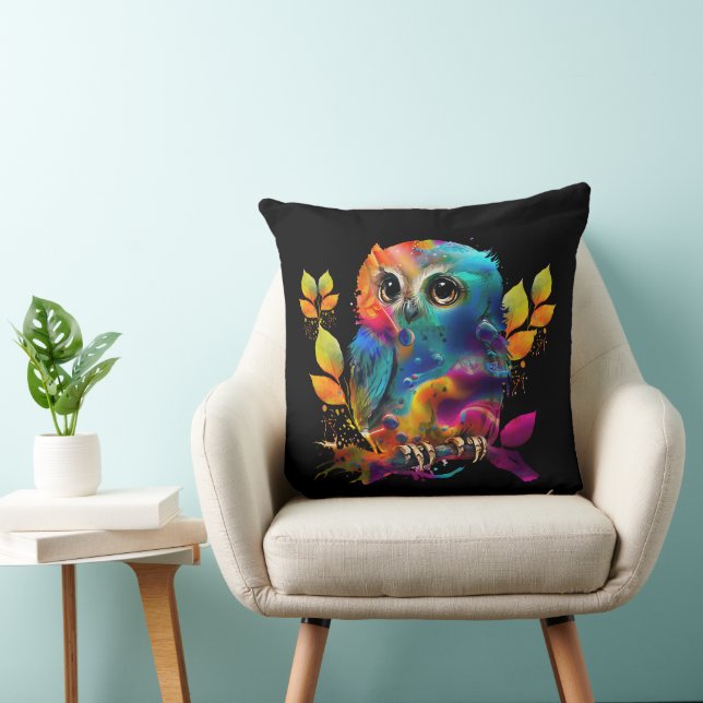 COUSSIN CHOUETTE ABSTRAIT COLORÉ   (Chaise)
