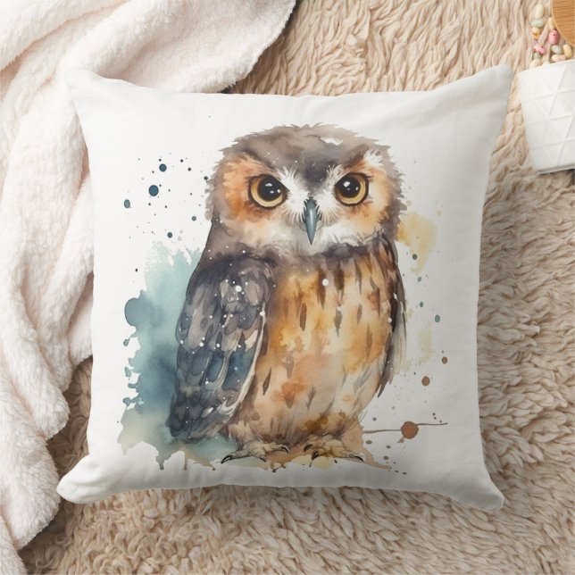 Coussin Chouette aquarelle adorable (Couverture)
