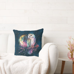 Coussin Chouette arc-en-ciel mystique et planche à découpe