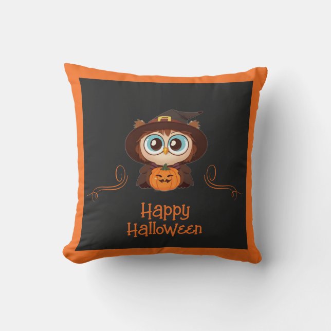 Coussin Chouette/Automne/Automne/Halloween/citrouille (Recto)
