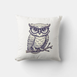 Coussin Chouette avec minuscules lunettes de lecture sur u