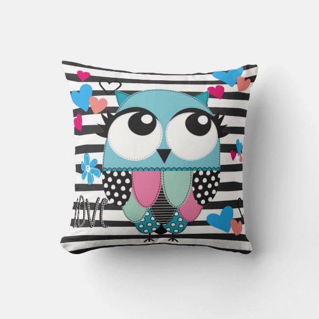 Coussin Chouette bleue (Recto)