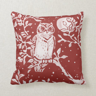 Coussin Chouette Brick Rouge Bois Lune Nature Jaillir Orei
