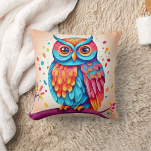 Coussin Chouette colorée