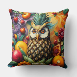 Coussin Chouette d'ananas serène mignonne Imaginaire