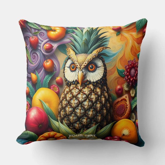 Coussin Chouette d'ananas serène mignonne Imaginaire (Recto)