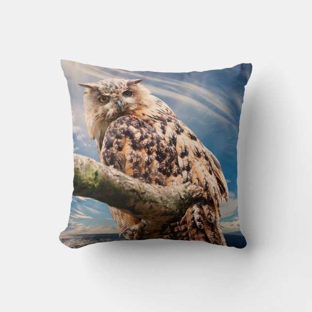 Coussin Chouette dans la nature Design Arrière - plan Jeu  (Recto)