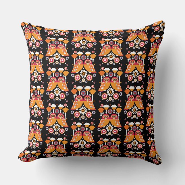 Coussin Chouette d'art populaire (Recto)