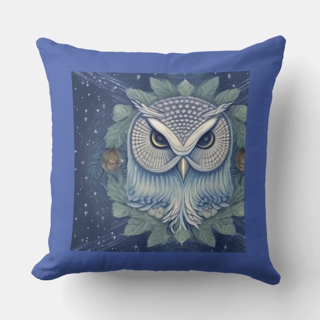 Coussin Chouette de forêt d'Imaginaires mystique (Recto)