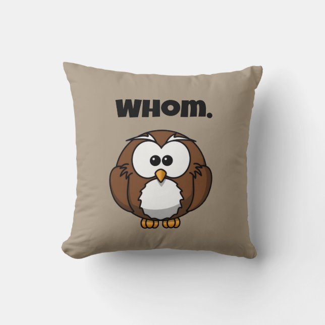 Coussin Chouette de grammaire drôle pour écrivains et mord (Recto)