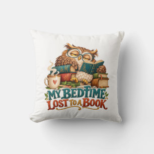 Coussin Chouette de lecture endormie – Humour d'amour de l