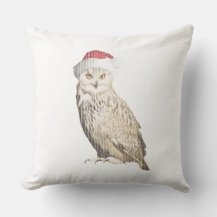 Coussin Chouette de Noël réaliste avec effet tricot unique