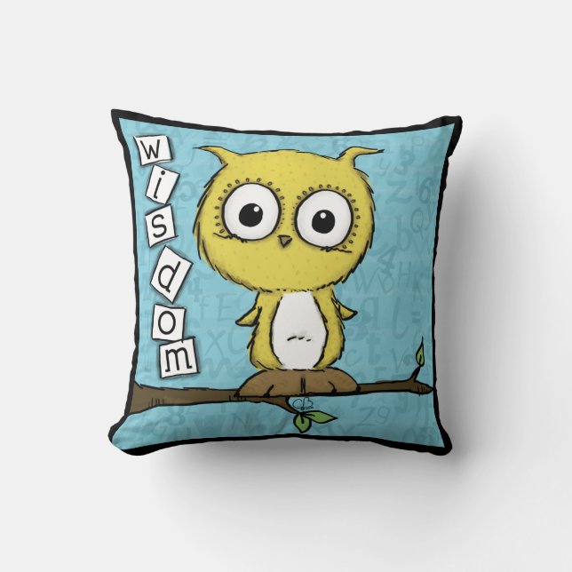 Coussin Chouette de sagesse mignonne (Recto)