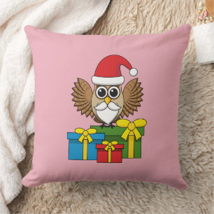 Coussin Chouette du Père Noël avec présents