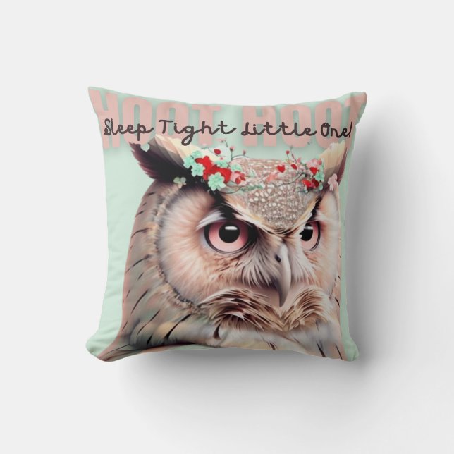 Coussin Chouette en bois de Whimsical Dormir Nourriture se (Recto)