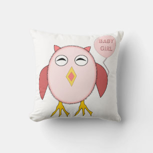Coussin Chouette Fille Rose Mignonne