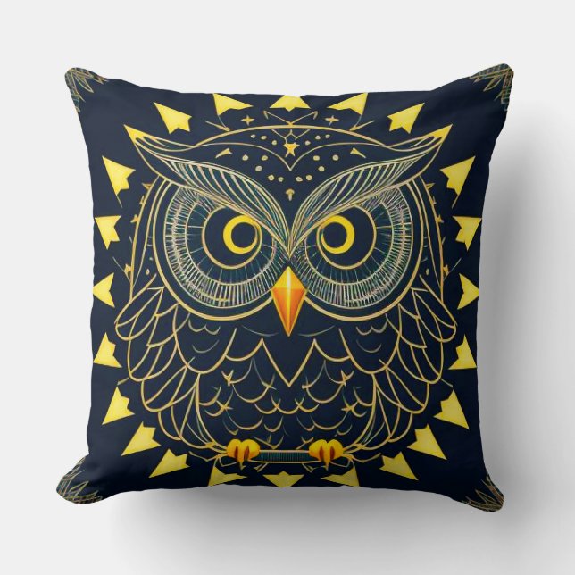 Coussin Chouette géométrique dorée décoration cosmique ins (Recto)