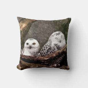 Coussin Chouette Harfang Couple Art Bois Faune