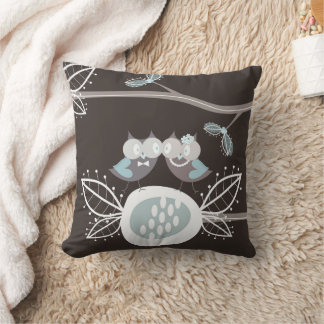 Coussin Chouette Mariage Bleu De Mariée Et De Salle De Ble